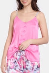 Zivame Bohemian Blooms Woven Pyjama Set - Candy Pink — thumbnail 5